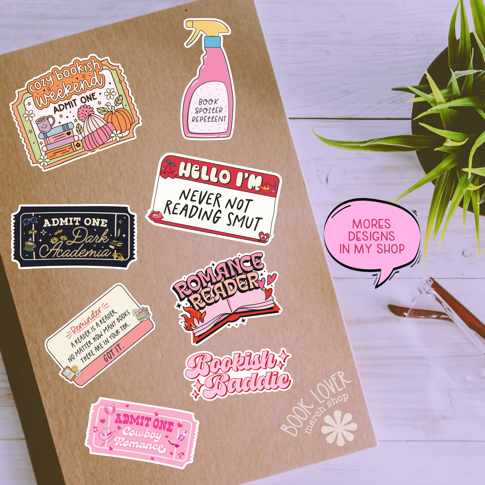 Bookish Girl Stickers / Bookish Stickers / Book Lover Gift: 3''
