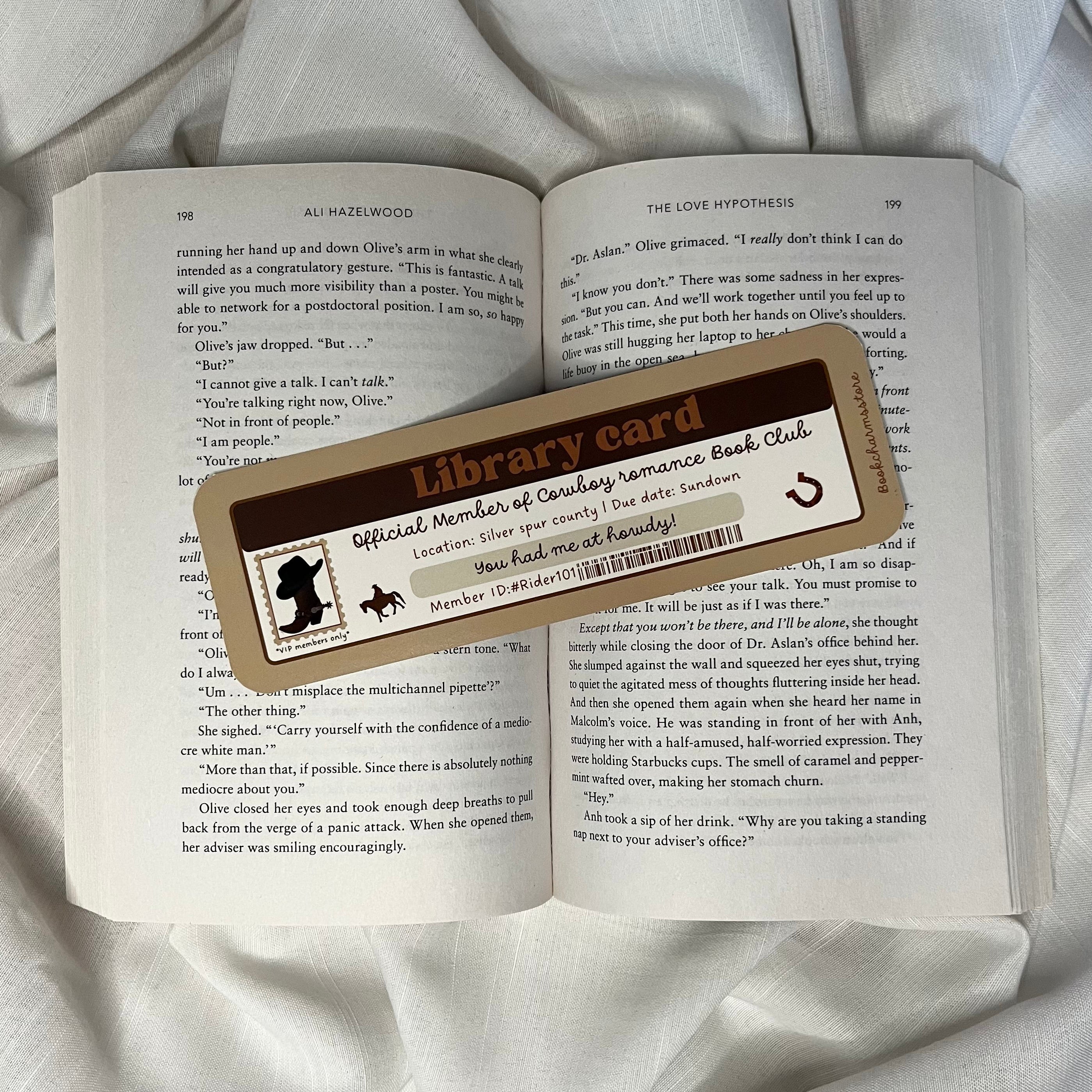 Cowboy Romance Library Card Bookmark