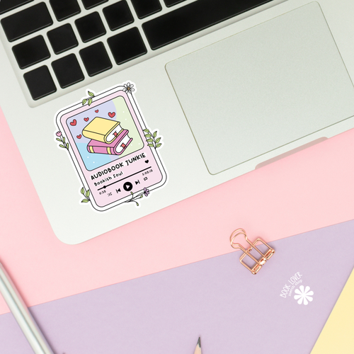 Audio Book Junkie Stickers / Bookish Stickers / Book Lover: 3''