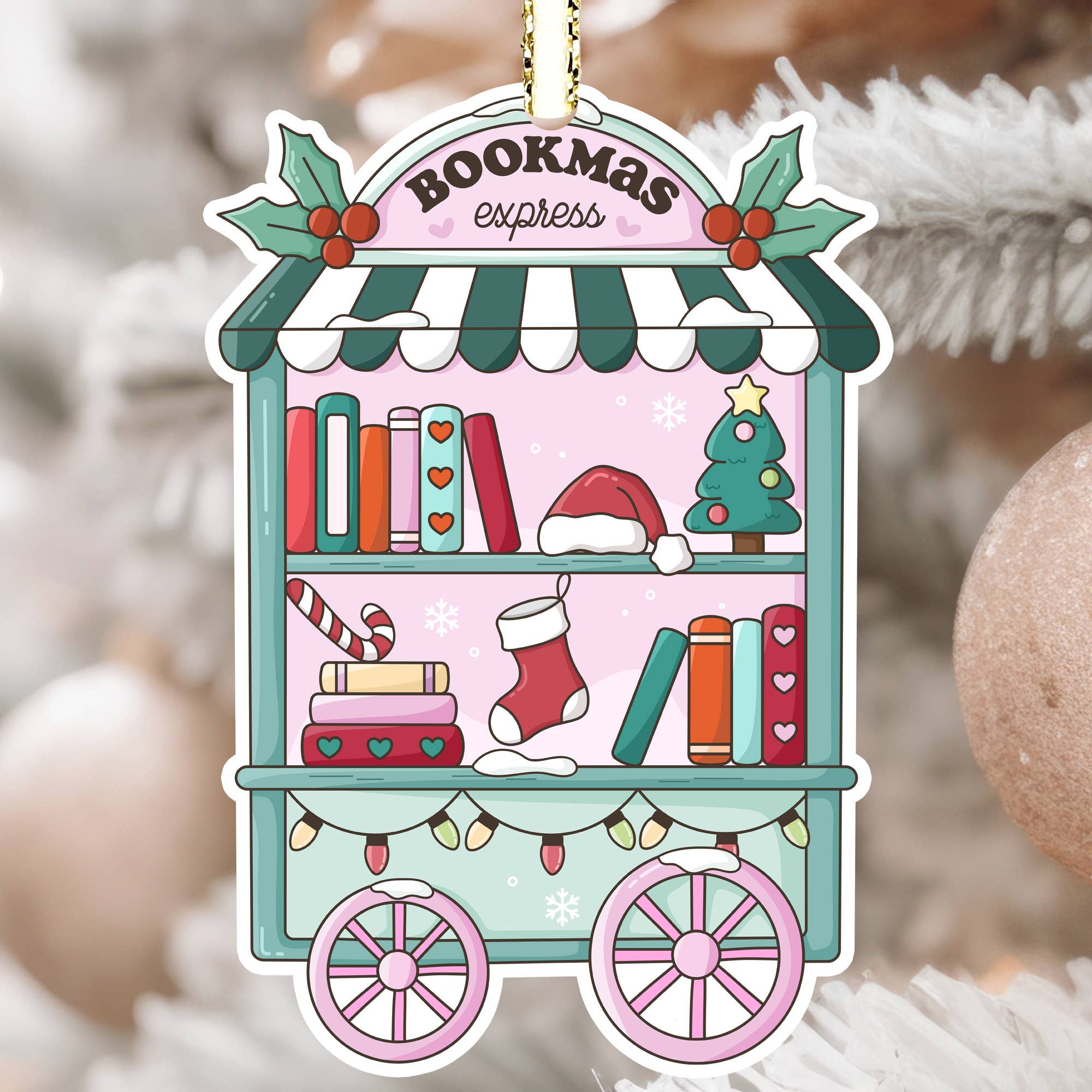 Bookish Christmas Ornament, Bookmas Express, Book Merch