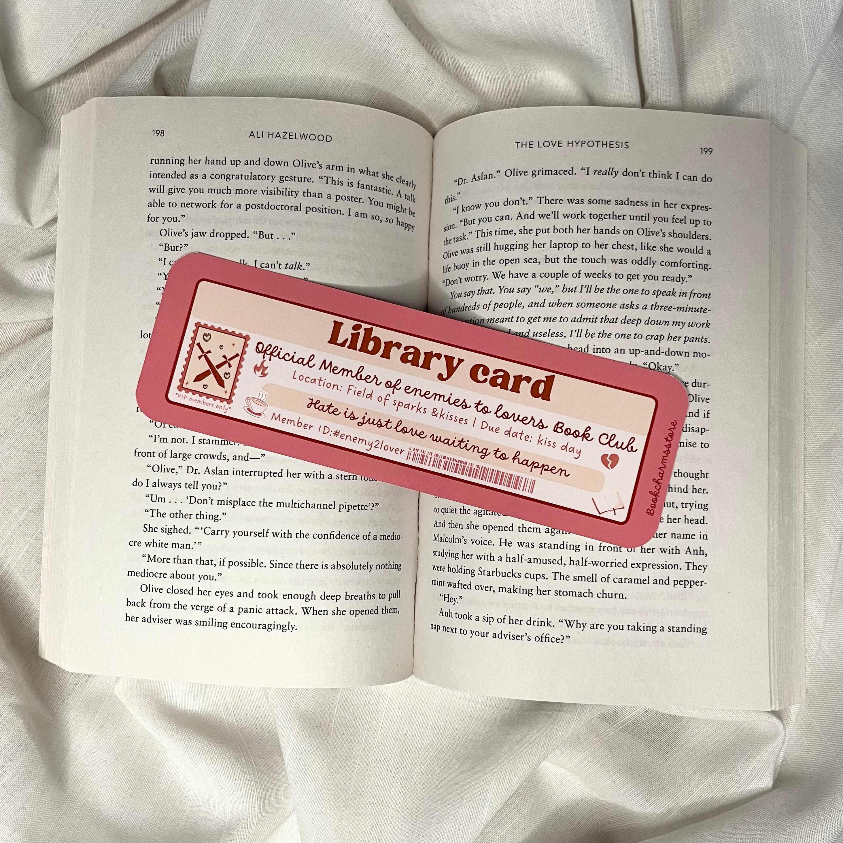 Enemies to Lovers Library Card Bookmark