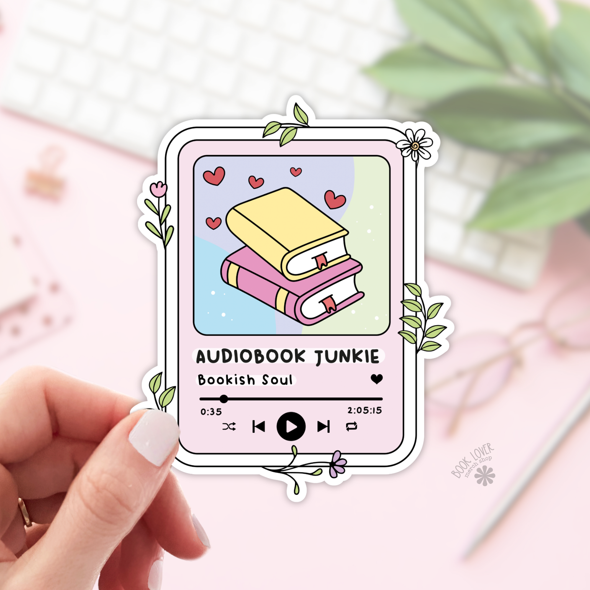 Audio Book Junkie Stickers / Bookish Stickers / Book Lover: 3''